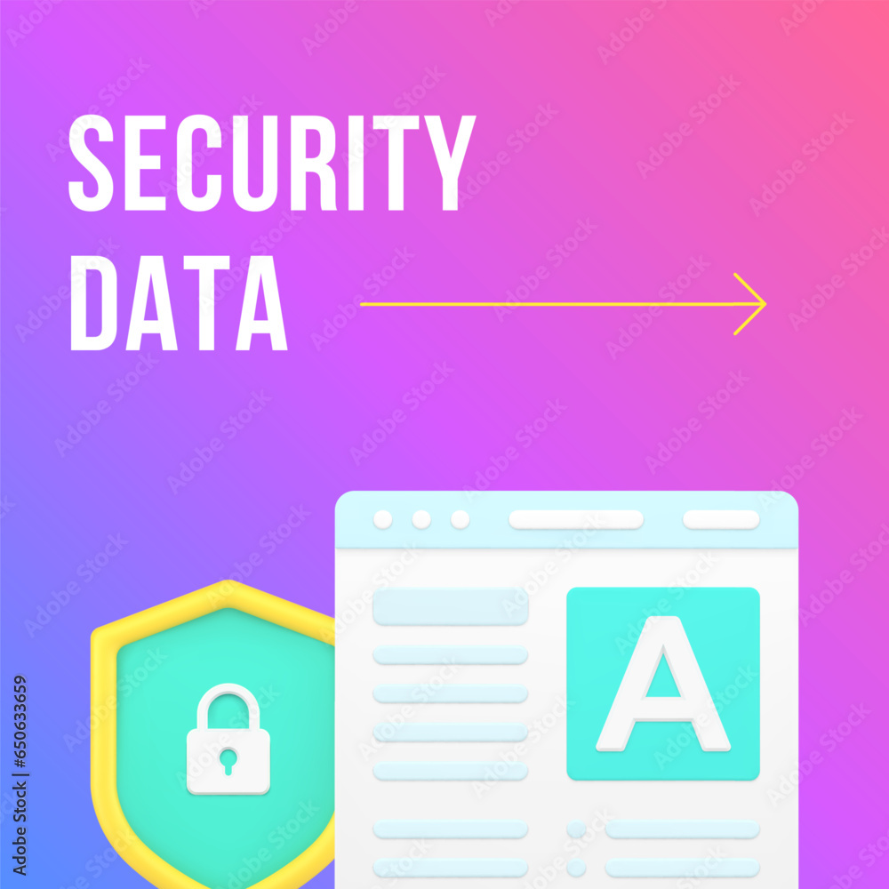 Poster data security internet browser protection social media post 3d realistic design template vector