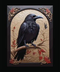 Painting of a Mosaik raven background design 