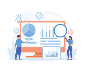 market research concept,  business analysis, project management,  flat vector modern illustration 
