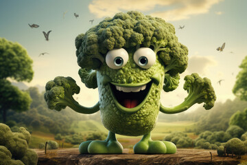 Broccoli character for Restaurant menus and websites, Food packaging, Food advertising campaigns, Children's books and magazines, Educational materials for schools, Fine art, AI Generative
