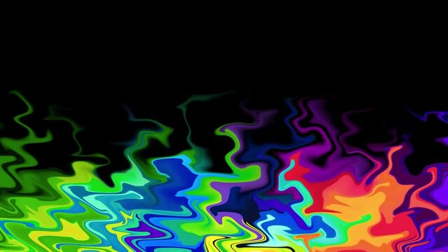 Colorful abstract flames on a black background. 4K 30fps quality repeat video