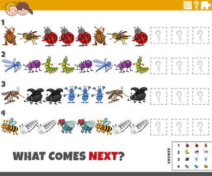 pattern activity with cartoon insects animal characters