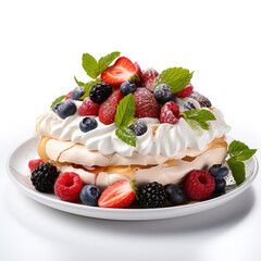 Pavlova on white background Ai Generative