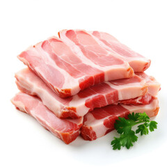 Peameal Bacon on white background Ai Generative