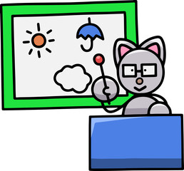 天気予報を伝えるにゃんまるのイラスト　猫
