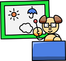 天気予報を伝えるわんまるのイラスト　犬
