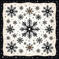 Sparkling snowflakes blanket the town in cartoon style