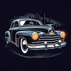Vintage Car in cartoon style