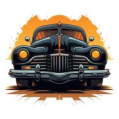 Vintage Car in cartoon style