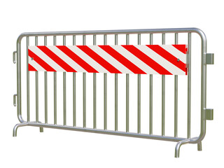 Pedestrian Barrier , Steel barricades isolated in white background, 3D illustration.