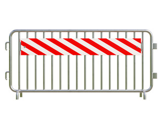 Pedestrian Barrier , Steel barricades isolated in white background, 3D illustration.