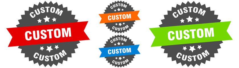 custom sign. round ribbon label set. Seal