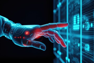 A technological handshake, the transfer of information from a computer to a person if the computer were a person. Index finger touch