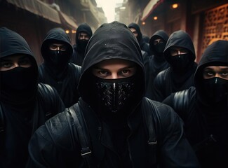 A group of ninjas in black clothes