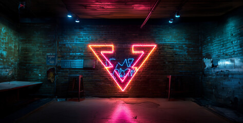 red and blue light, As a neon light with brick wall hd wallpaper