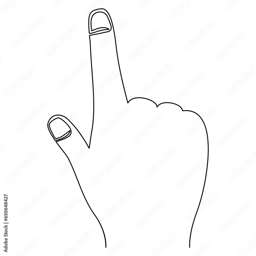 Poster hand pointer continuous line drawn. hand gesture symbol. vector illustration isolated on white.