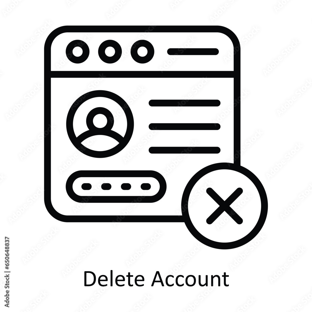 Poster delete account vector outline icon design illustration. web store symbol on white background eps 10 