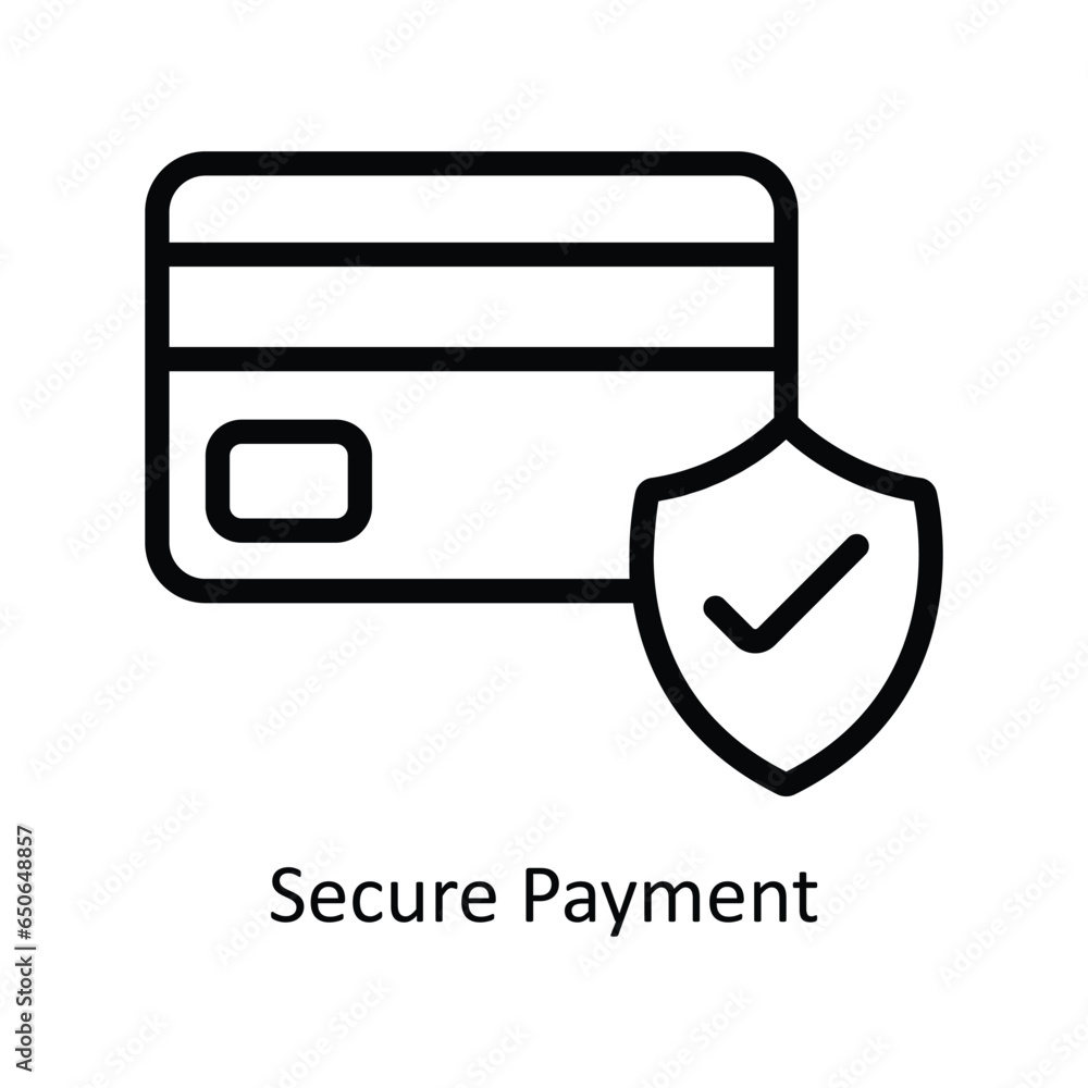 Poster secure payment vector outline icon design illustration. web store symbol on white background eps 10 