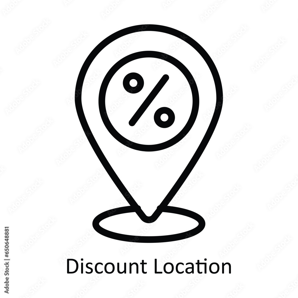 Poster discount location vector outline icon design illustration. web store symbol on white background eps 