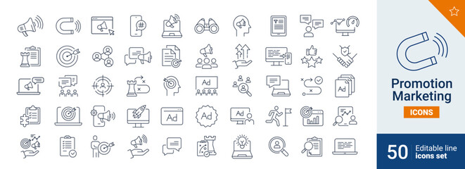 Promotion icons Pixel perfect. Media ,brand ,message,...
