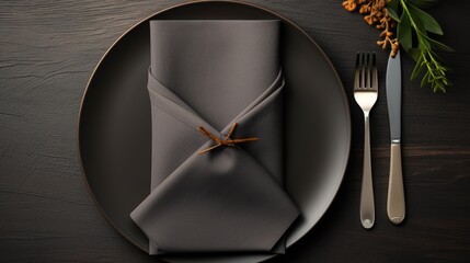 table napkins with cutlery.