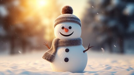 Fototapeta premium Shot of a snowman in winter, Generative AI
