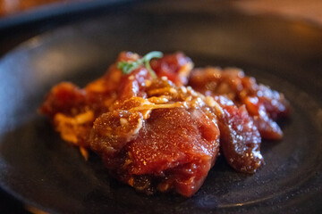 Marinated raw beef