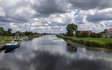Fototapeta premium Wisła Królewiecka, Sztutowo, view from the bridge towards the Vistula lagoon