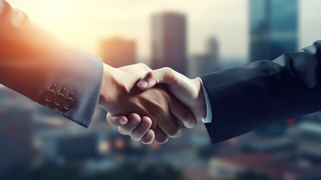 Businessmen making handshake with partner, greeting, dealing, merger and acquisition, business cooperation concept