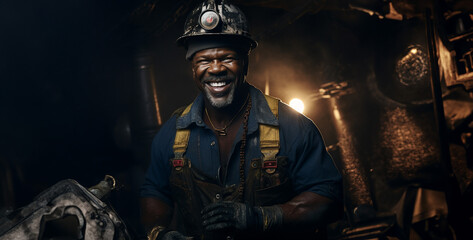 Fototapeta na wymiar a labor as an underground coal miner smiling hd wallpaper