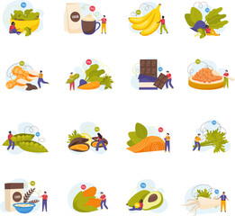 Fototapeta premium Magnesium Foods Icons Set