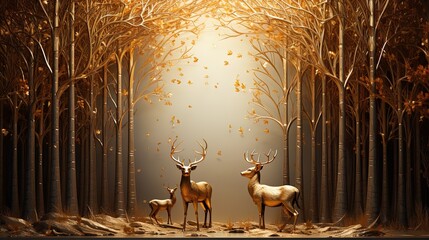 wall sculpture stag deer in a forest
 - obrazy, fototapety, plakaty