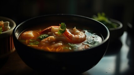 Close-up of succulent and juicy shrimp in a tantalizing bowl, a seafood delight