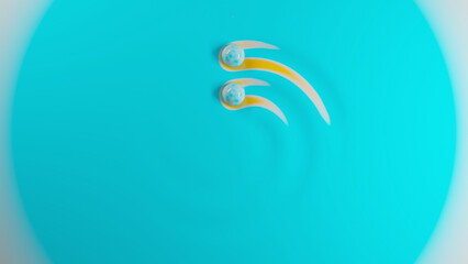 Obraz premium 3d rendering. The surface on which the balls are in motion. The spheres leave a trace, a groove with gradient coloring. Soft surface under the pressure of the balls. 3d background illustration.