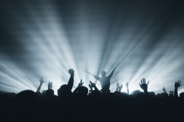 crowd of people dancing in the concert - obrazy, fototapety, plakaty