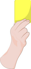 옐로카드 들고있는 손 벡터 일러스트