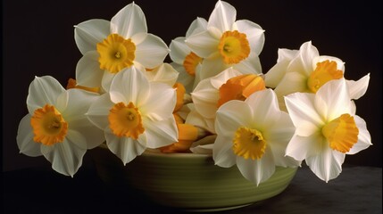 Naklejka na ściany i meble Nature's Artistry Photo-Realistic Large-Cupped Daffodils in Stunning Detail