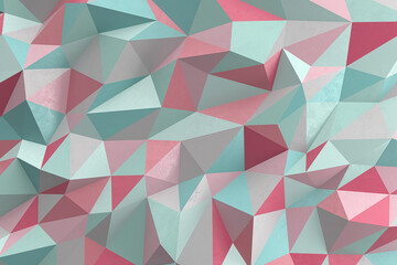 Fototapeta premium Low poly background in the form of multi-colored polygons. Wall decor for painted plaster. Pastel style. 3d illustration.