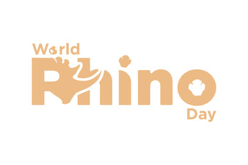 World Rhino Day Typographic Text Design isolated on white background. Silhouette of a rhino and foot steps. Vector Illustration.  © Ja Creatives