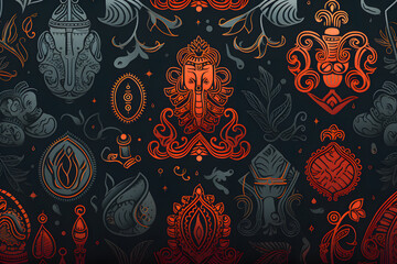 Spiritual Hinduism Patterns: 2D Backgrounds Inspired by the Rich Cultural and Religious Heritage of Hinduism.