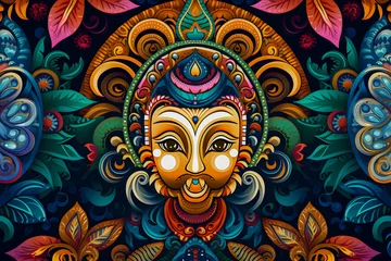 Tuinposter Spiritual Hinduism Patterns: 2D Backgrounds Inspired by the Rich Cultural and Religious Heritage of Hinduism. © Tadas