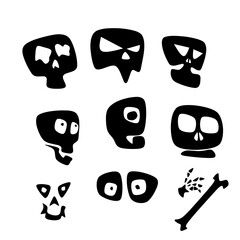 Abstract shape of skull, collection of illustrations on a white background