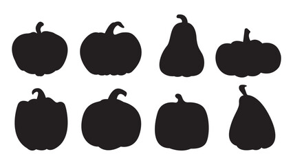 Black pumpkin icons set. Vector illustration