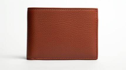 A leather brown wallet purse for a man with an elegant design on a white background