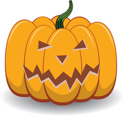 Halloween pumpkin 3D illustration isolated on white background. Vector illustration for Halloween design