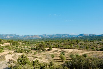 Fototapeta na wymiar Vivid nature landscape in the Matarranya region, Teruel, Aragon community, Spain