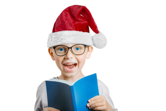 Happy child boy  holding a tablet on png background