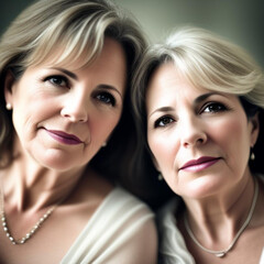 Romantic same gender middle aged female relationship part of the LGBT community.  Generative AI