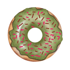 Matcha donnut cream illustration