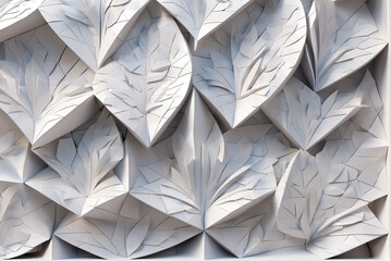 Three-dimensional plaster material plant leaves background